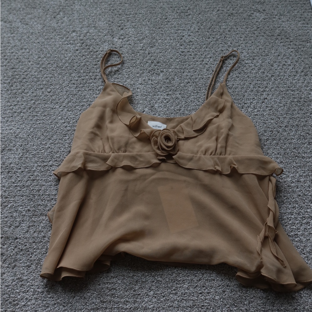 Aritzia Tan Camisole with Floral Detail